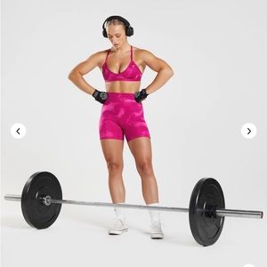 Gymshark GS Power Original Shorts & Sports Bra Set size Small, New, Magenta Pink